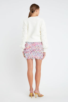 ENGLISH FACTORY - Pom Pom Pattern Long Sleeve Sweater - SWEATERS & KNITS available at Objectrare