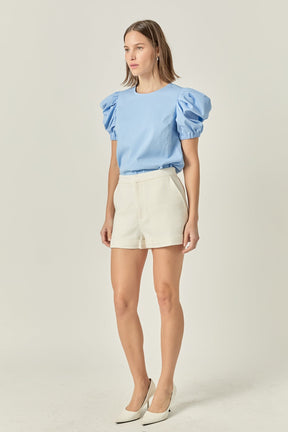 ENGLISH FACTORY - Ruched Puff Sleeve Top - TOPS available at Objectrare