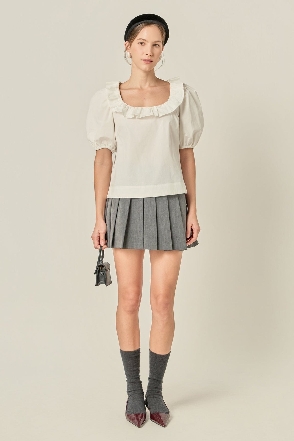 ENGLISH FACTORY - U-neckline Puff Sleeve Top - TOPS available at Objectrare