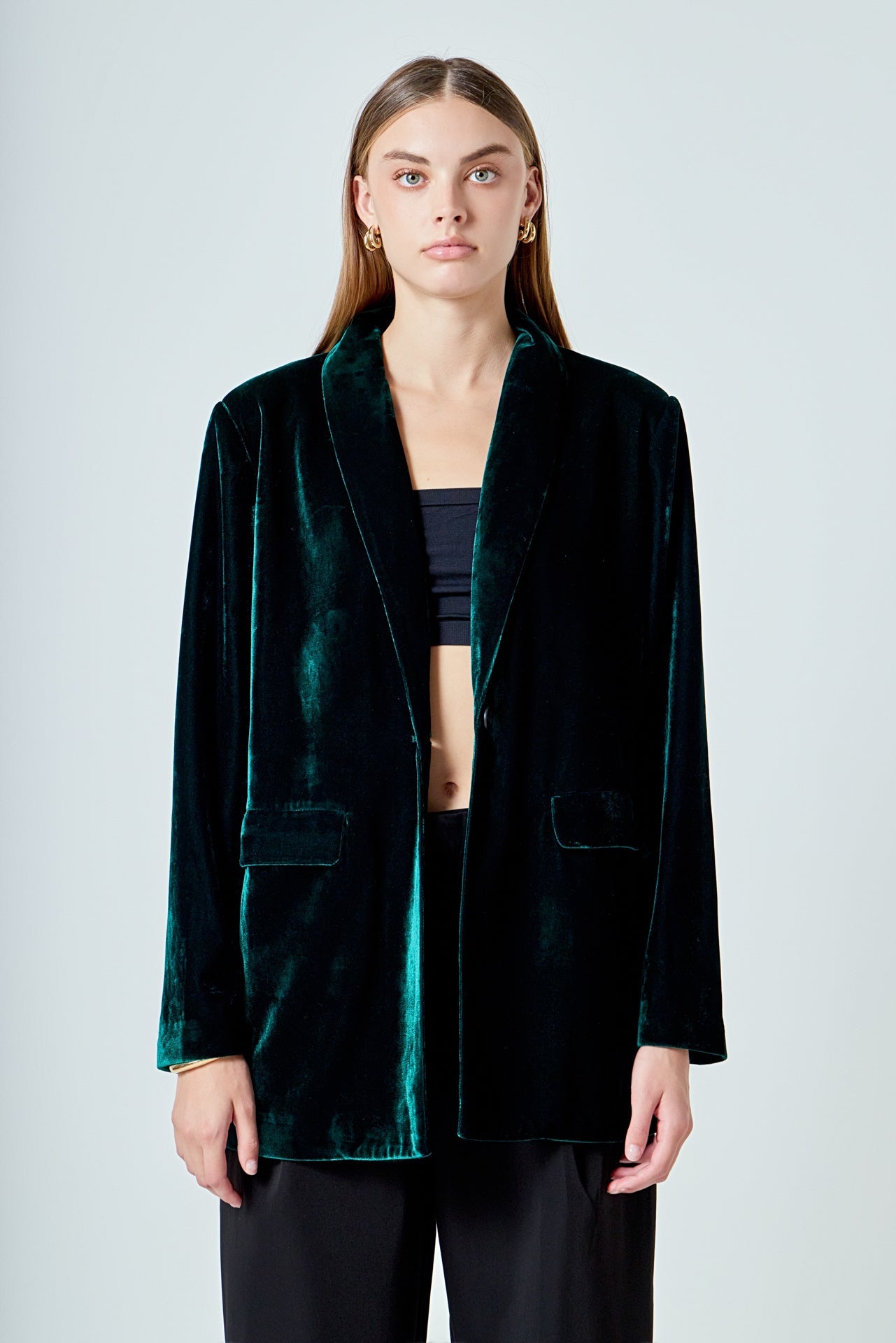 ENDLESS ROSE - Velvet Loose Fit Blazer - BLAZERS available at Objectrare