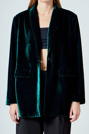 ENDLESS ROSE - Velvet Loose Fit Blazer - BLAZERS available at Objectrare