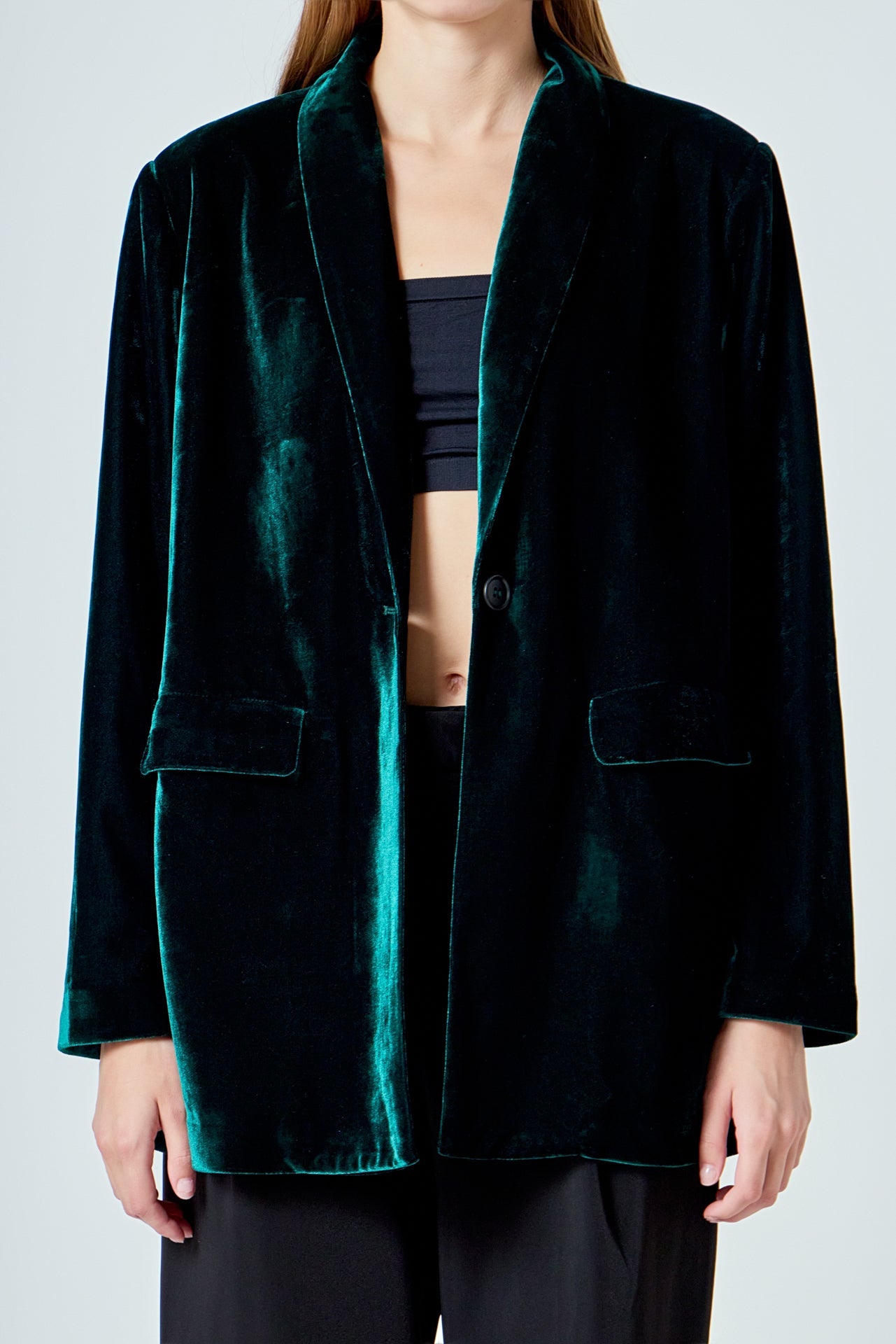 ENDLESS ROSE - Velvet Loose Fit Blazer - BLAZERS available at Objectrare