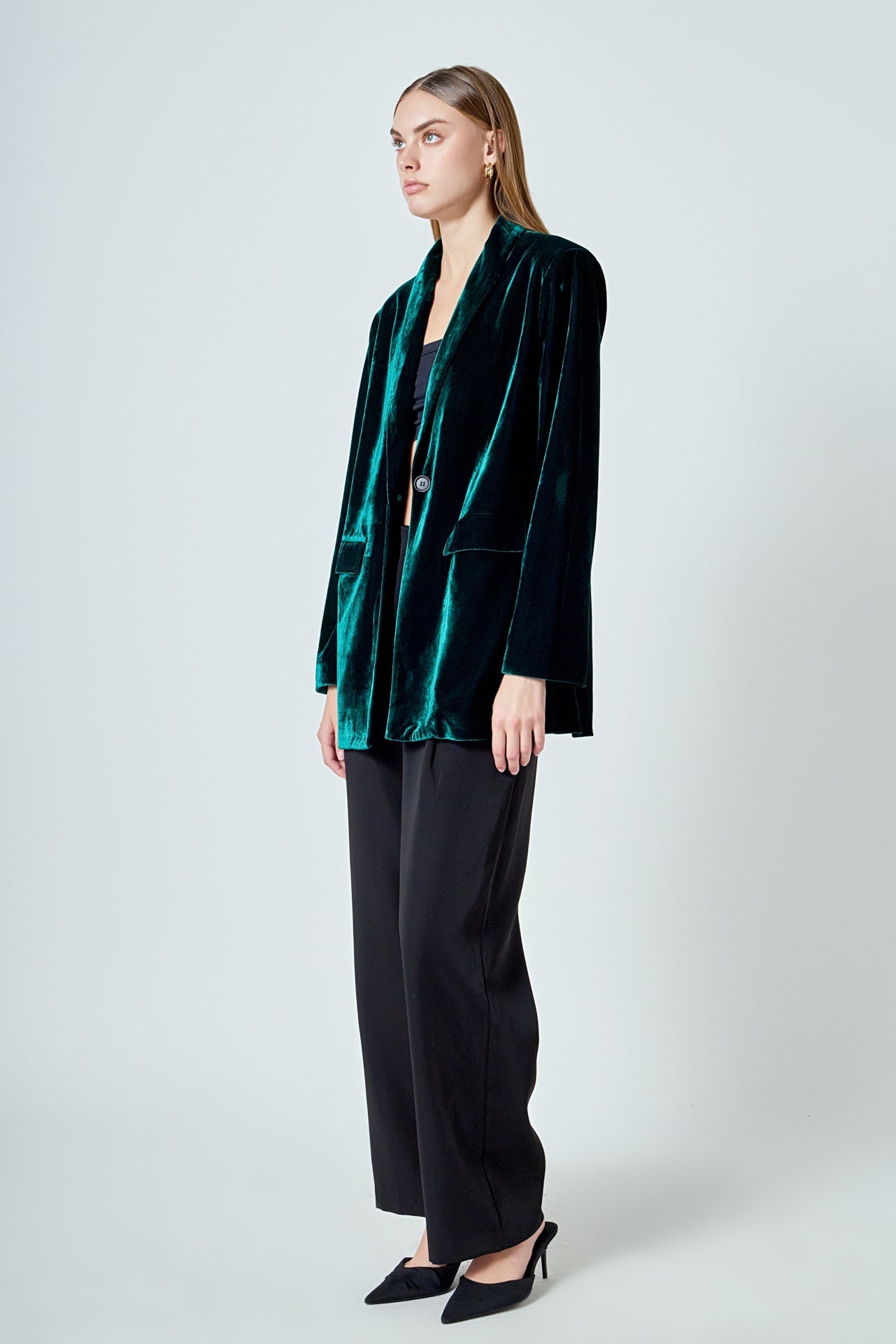 ENDLESS ROSE - Velvet Loose Fit Blazer - BLAZERS available at Objectrare
