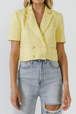 ENDLESS ROSE - Cropped Tweed Jacket - JACKETS available at Objectrare