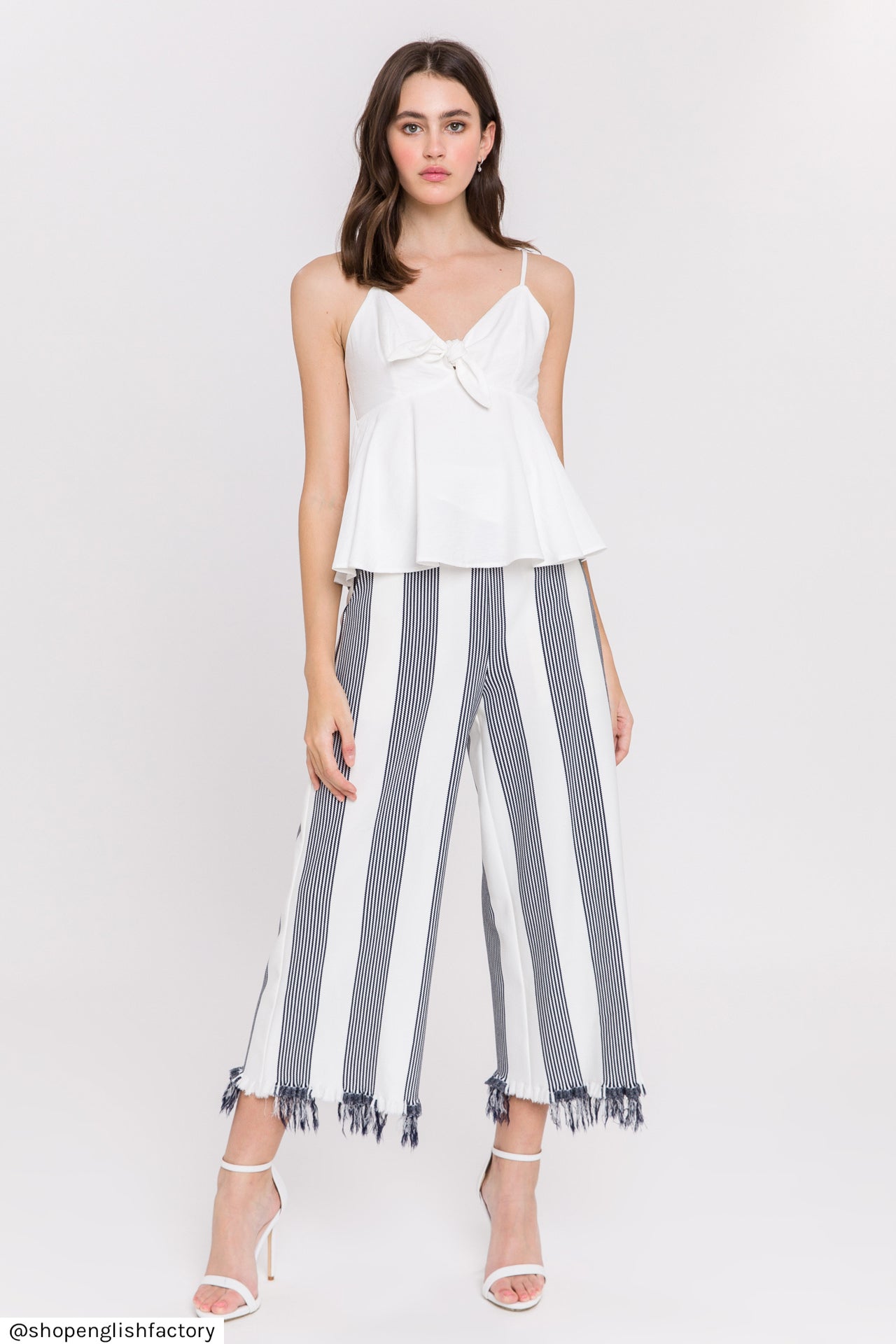 ENGLISH FACTORY - English Factory - Stripe Fringe hem Pants - PANTS available at Objectrare