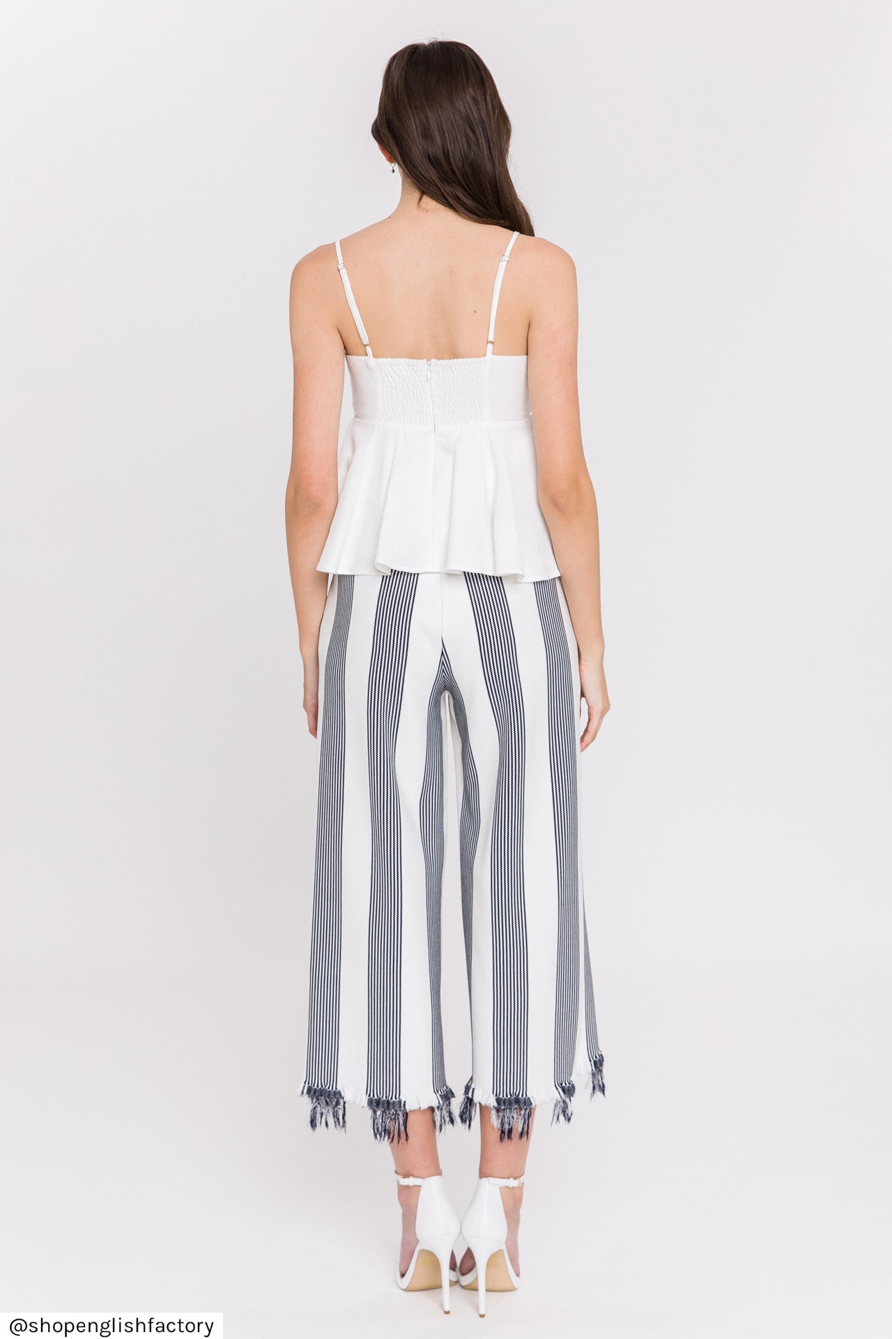 ENGLISH FACTORY - English Factory - Stripe Fringe hem Pants - PANTS available at Objectrare