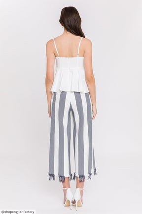 ENGLISH FACTORY - English Factory - Stripe Fringe hem Pants - PANTS available at Objectrare