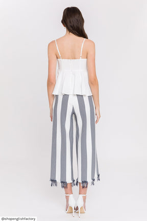 ENGLISH FACTORY - Stripe Fringe hem Pants - PANTS available at Objectrare