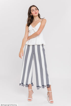 ENGLISH FACTORY - Stripe Fringe hem Pants - PANTS available at Objectrare
