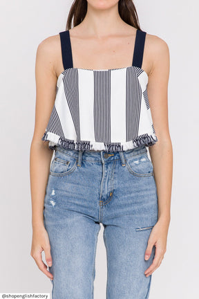 ENGLISH FACTORY - English Factory - Stripe Crop Top - TOPS available at Objectrare