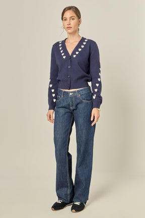 Heart Accent Knit Cardigan