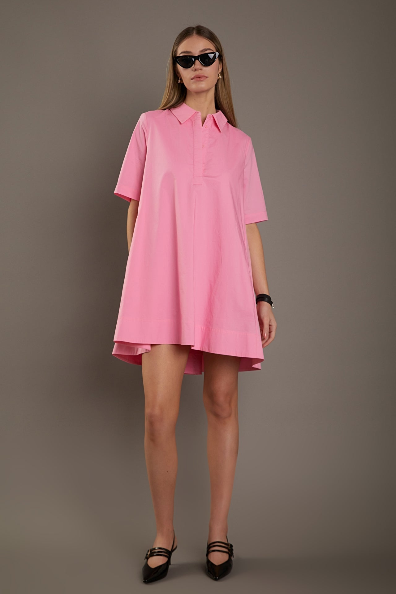 ENGLISH FACTORY - English Factory - A-line Short Sleeve Shirt Dress - DRESSES available at Objectrare