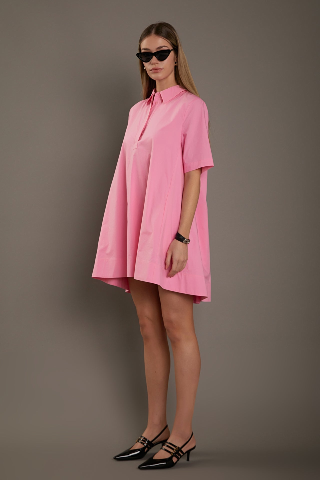 ENGLISH FACTORY - English Factory - A-line Short Sleeve Shirt Dress - DRESSES available at Objectrare