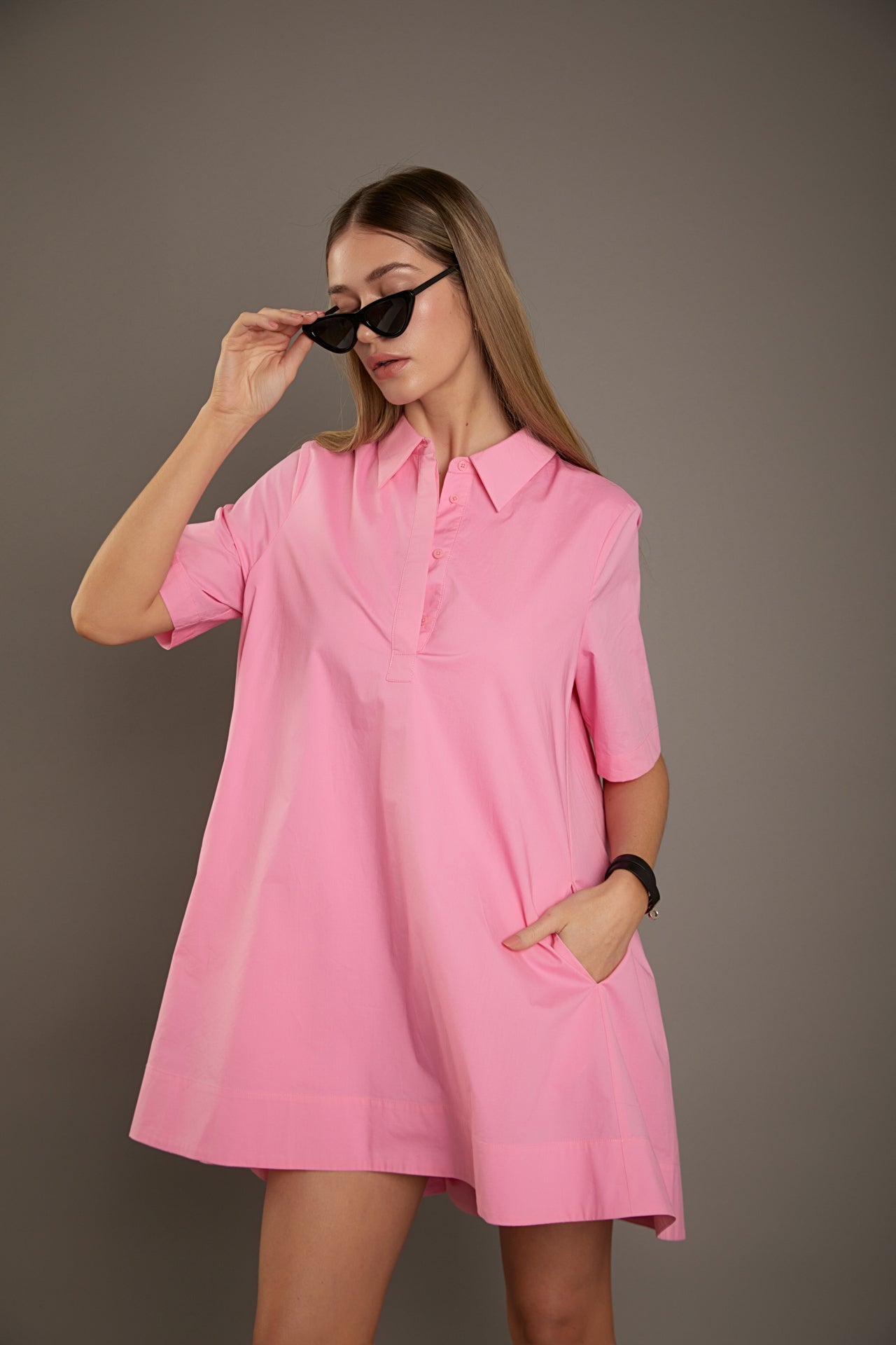 ENGLISH FACTORY - English Factory - A-line Short Sleeve Shirt Dress - DRESSES available at Objectrare