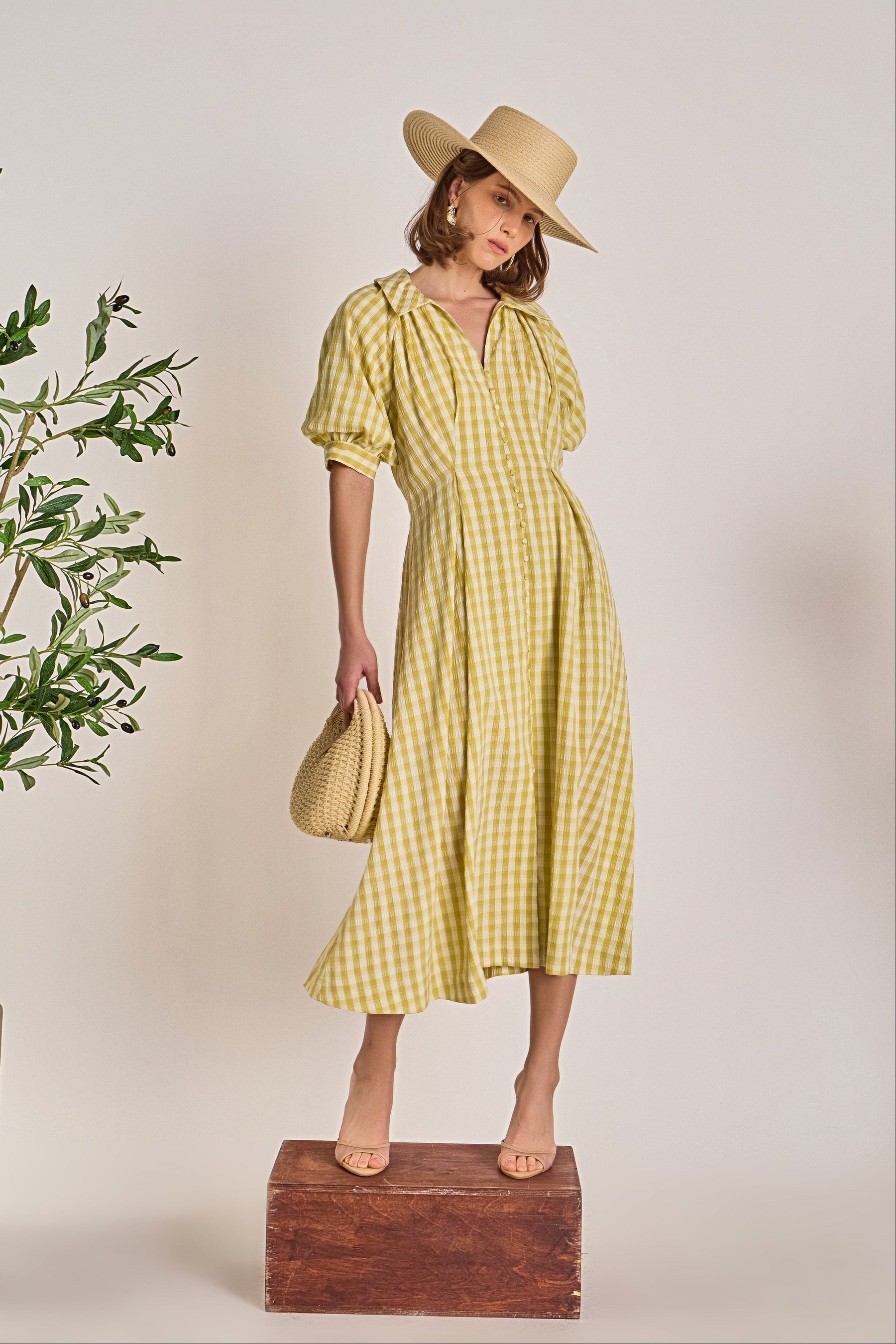 ENGLISH FACTORY - Gingham Puff Sleeve Dress - DRESSES available at Objectrare