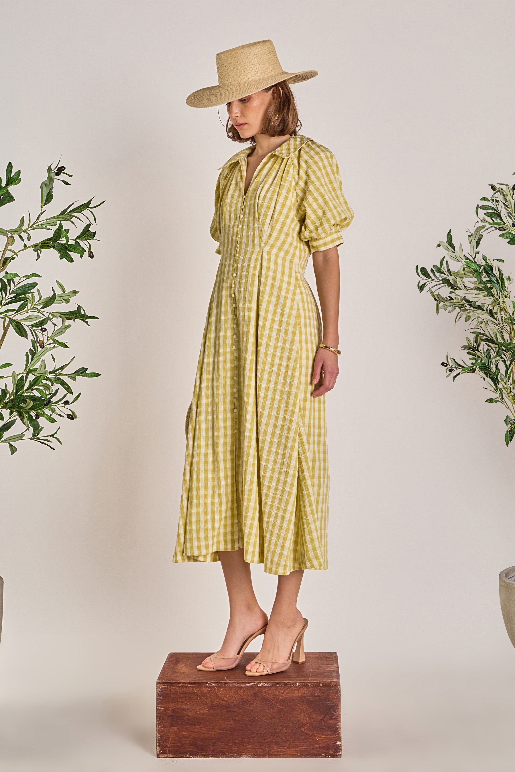ENGLISH FACTORY - Gingham Puff Sleeve Dress - DRESSES available at Objectrare