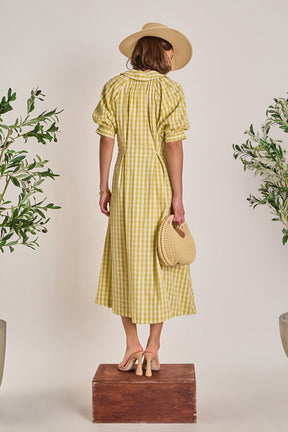 ENGLISH FACTORY - Gingham Puff Sleeve Dress - DRESSES available at Objectrare