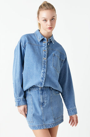 GREY LAB - Grey Lab - Oversized Denim Shirt - SHIRTS & BLOUSES available at Objectrare