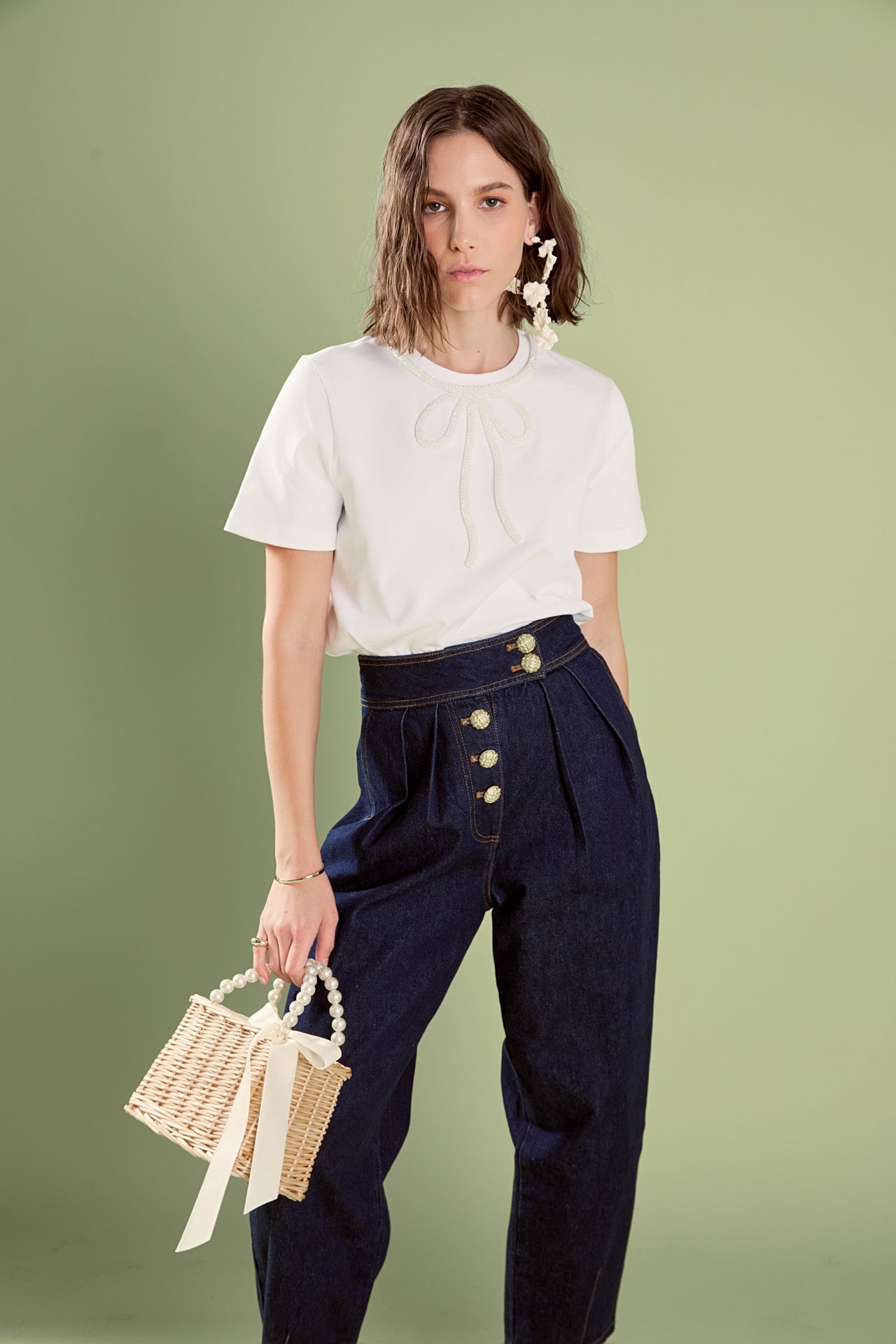 Annabelle Beaded Bow Tee