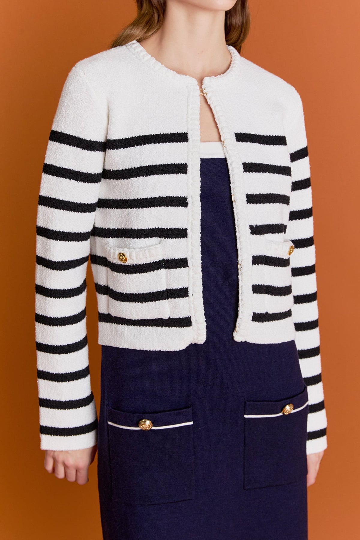 ENGLISH FACTORY - Braided Stripe Cardigan - SWEATERS & KNITS available at Objectrare