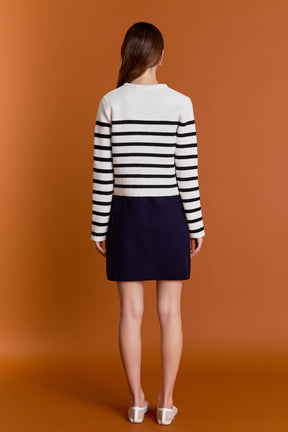 ENGLISH FACTORY - Braided Stripe Cardigan - SWEATERS & KNITS available at Objectrare