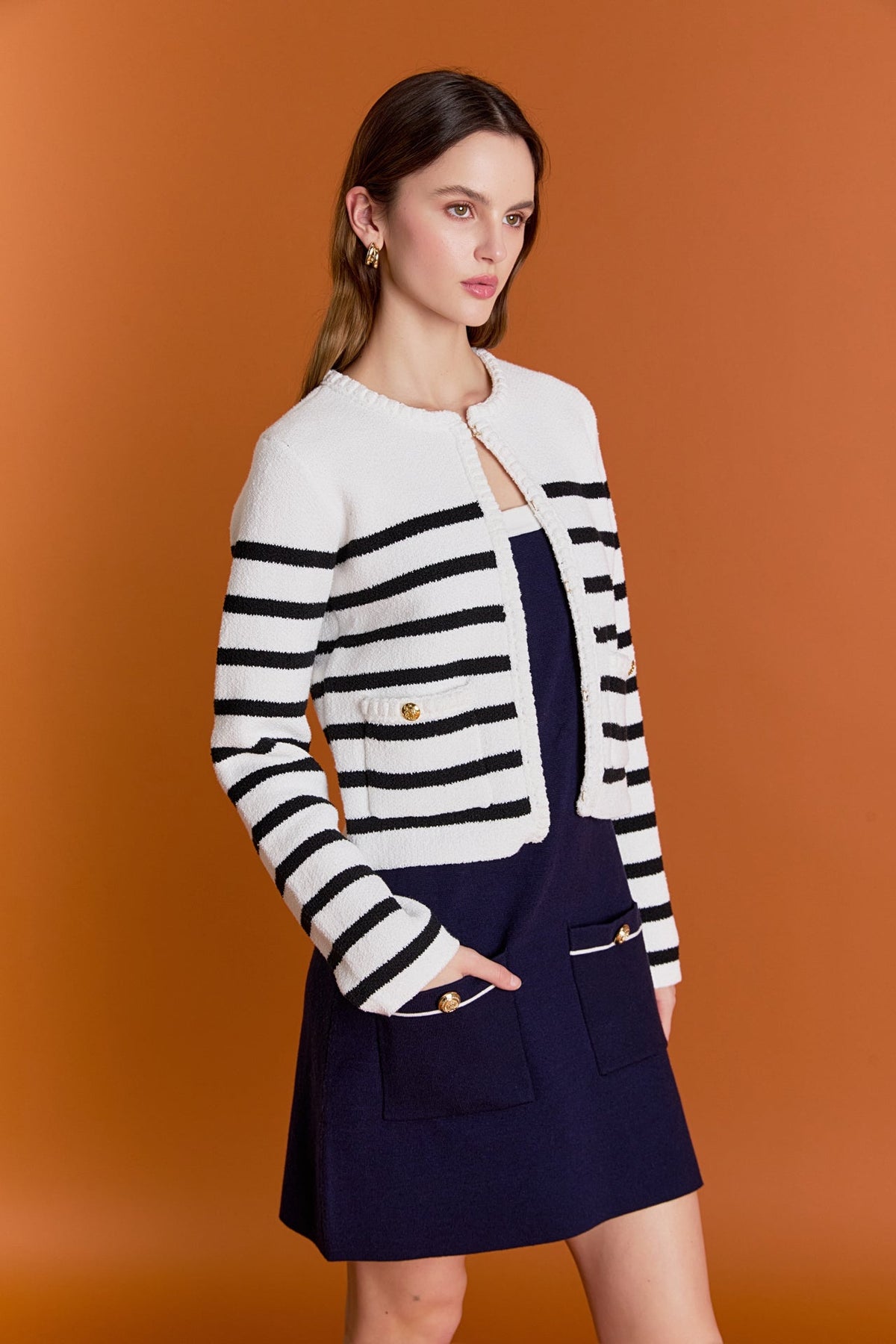 ENGLISH FACTORY - Braided Stripe Cardigan - SWEATERS & KNITS available at Objectrare