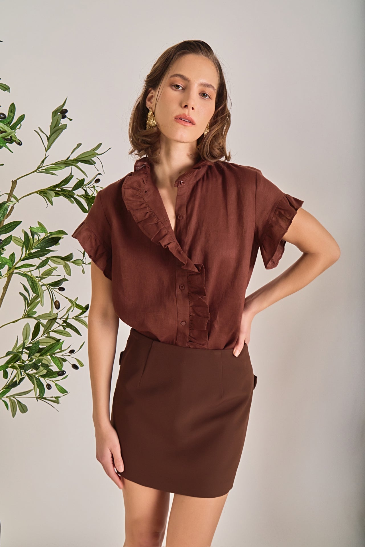 ENGLISH FACTORY - Linen Ruffle Shirt - SHIRTS & BLOUSES available at Objectrare