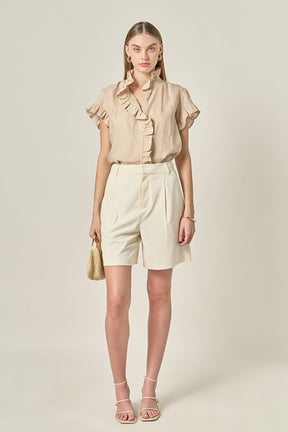 ENGLISH FACTORY - Linen Ruffle Shirt - SHIRTS & BLOUSES available at Objectrare