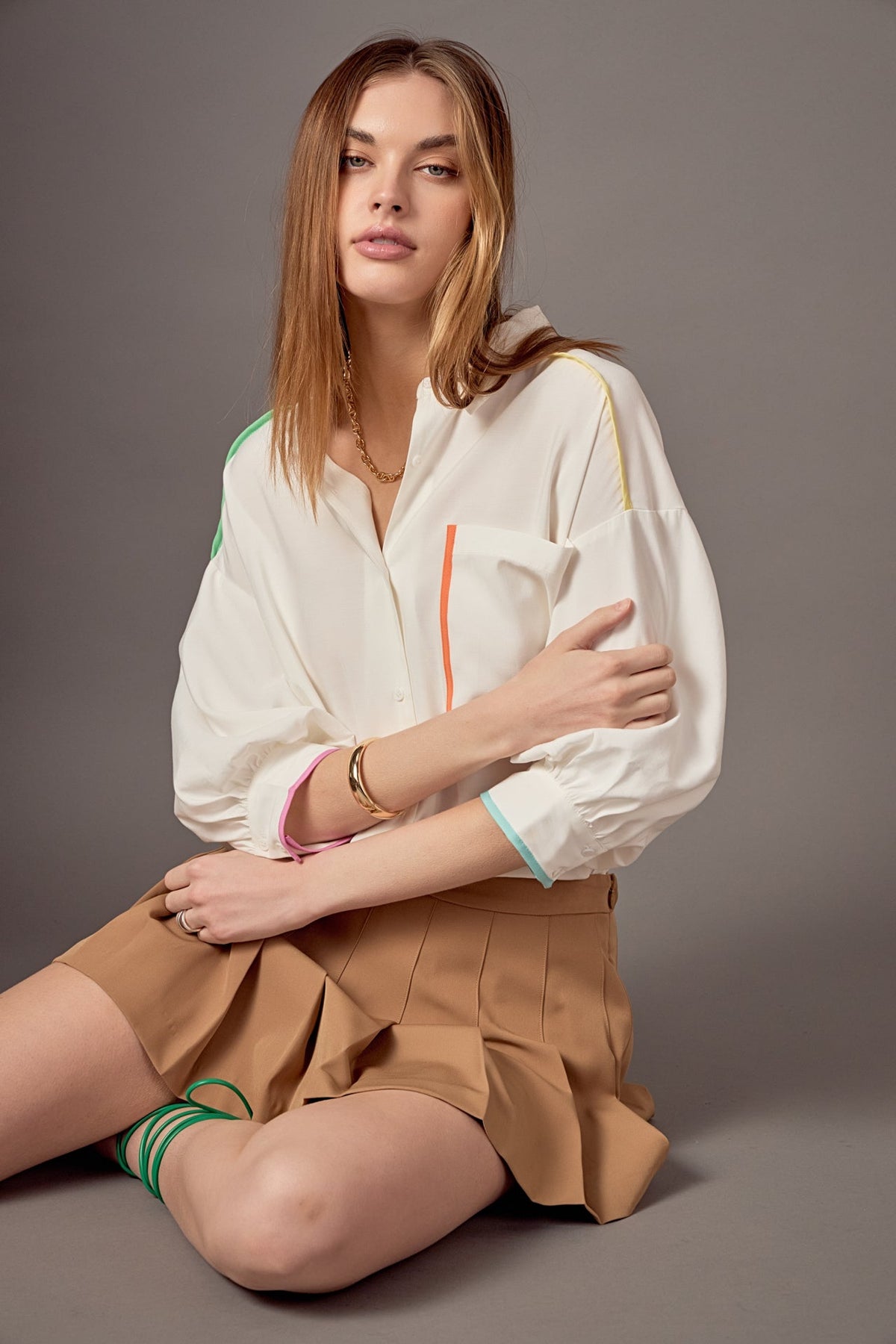 ENGLISH FACTORY - Anne Colorblock Shirt - TOPS available at Objectrare