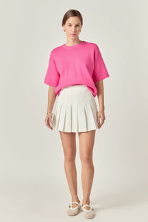 ENGLISH FACTORY - Collar Knit Half Sleeves Top - TOPS available at Objectrare