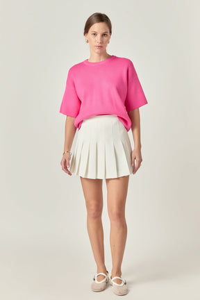ENGLISH FACTORY - Collar Knit Half Sleeves Top - TOPS available at Objectrare