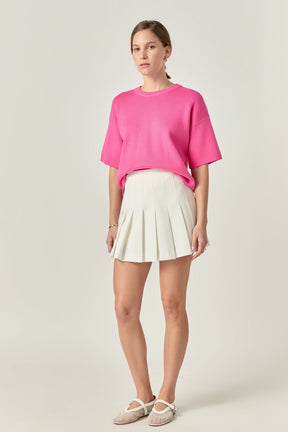 ENGLISH FACTORY - Collar Knit Half Sleeves Top - TOPS available at Objectrare