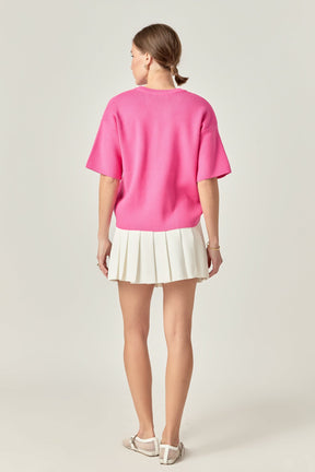 ENGLISH FACTORY - Collar Knit Half Sleeves Top - TOPS available at Objectrare