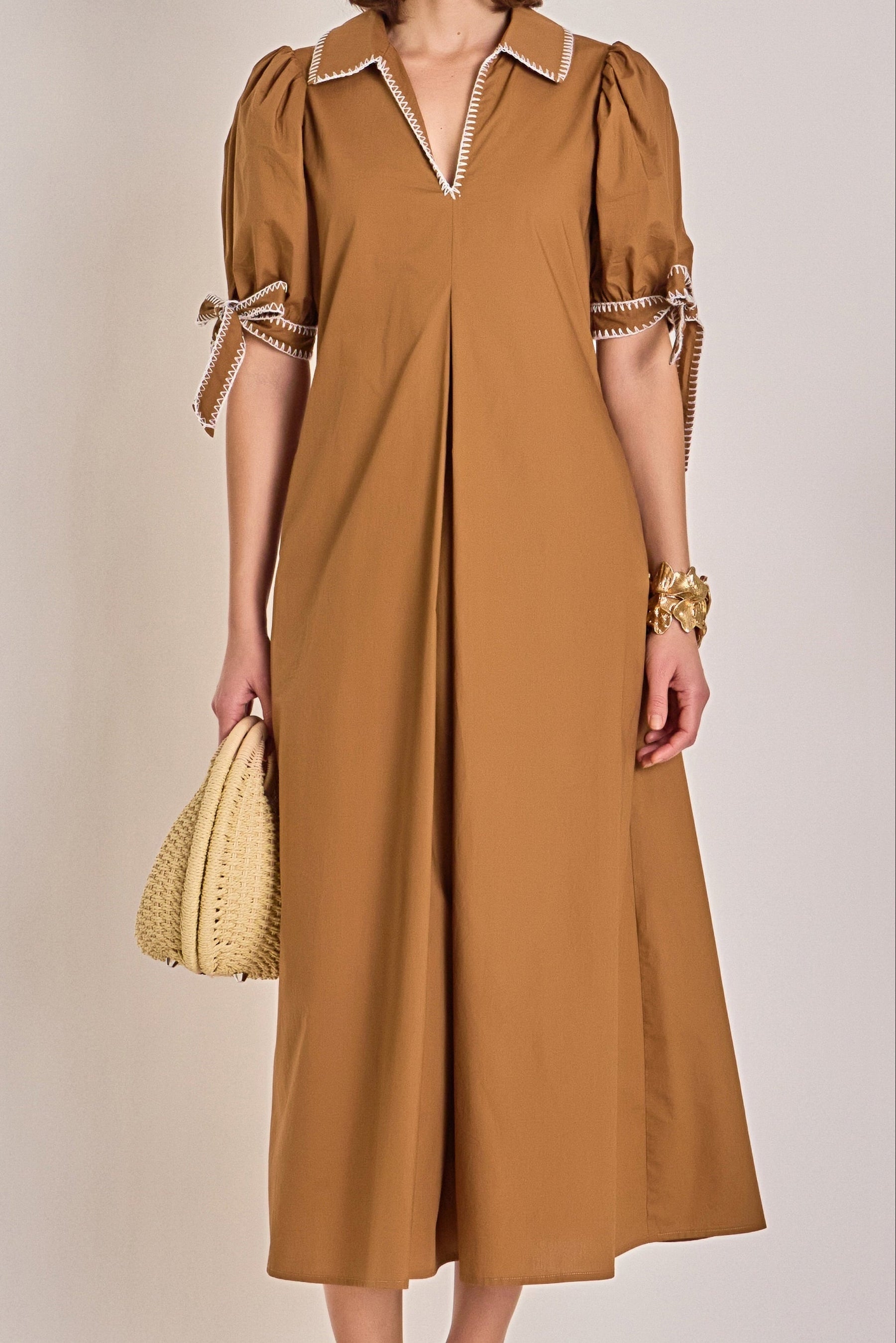 ENGLISH FACTORY - Stitch Detailed Midi Dress - DRESSES available at Objectrare