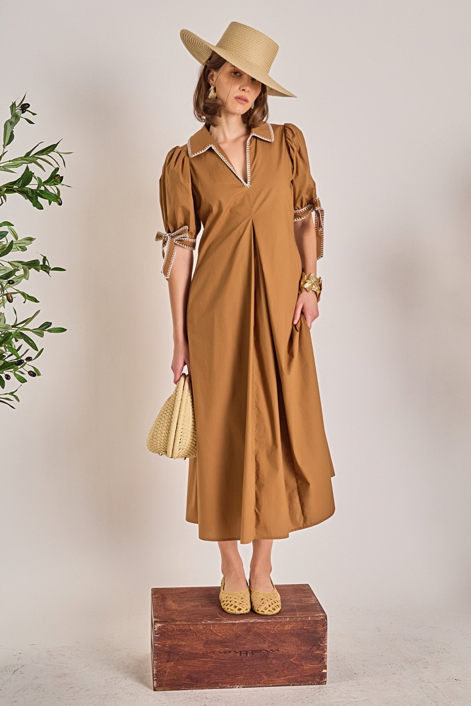 ENGLISH FACTORY - Stitch Detailed Midi Dress - DRESSES available at Objectrare