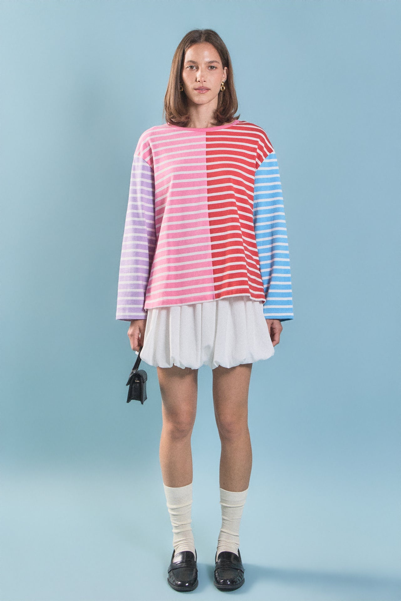 ENGLISH FACTORY - Striped Color Block Long Sleeve Tee - T-SHIRTS available at Objectrare