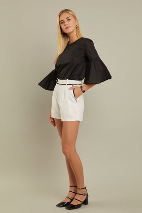 ENGLISH FACTORY - English Factory - Linen Binding Pointed Shorts - SHORTS available at Objectrare