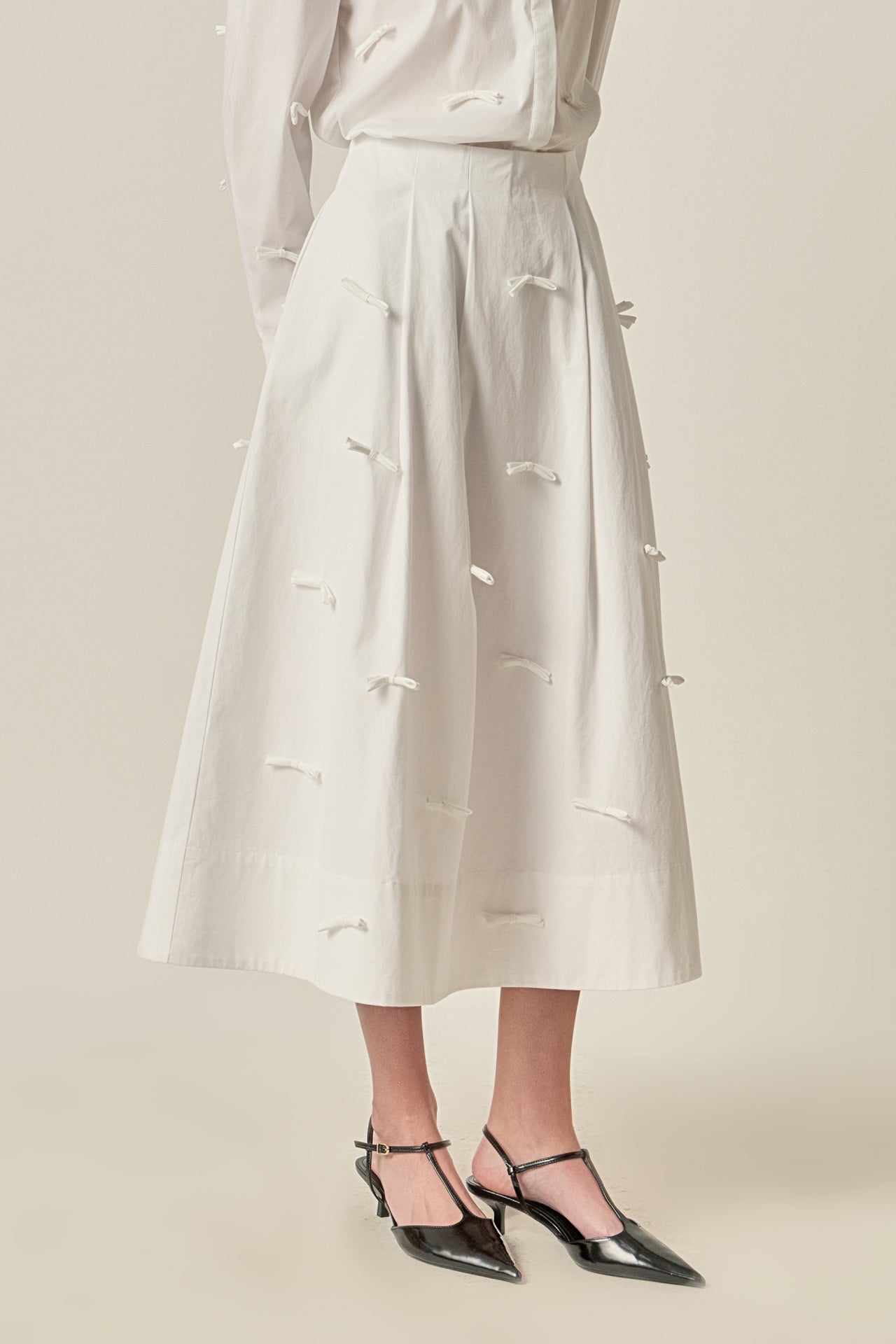 ENGLISH FACTORY - Bow Detailed Poplin Midi Skirt - SKIRTS available at Objectrare