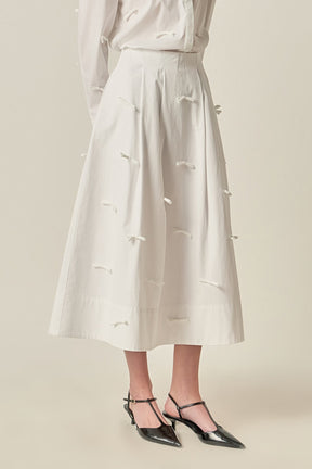 ENGLISH FACTORY - Bow Detailed Poplin Midi Skirt - SKIRTS available at Objectrare