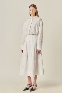 ENGLISH FACTORY - Bow Detailed Poplin Midi Skirt - SKIRTS available at Objectrare