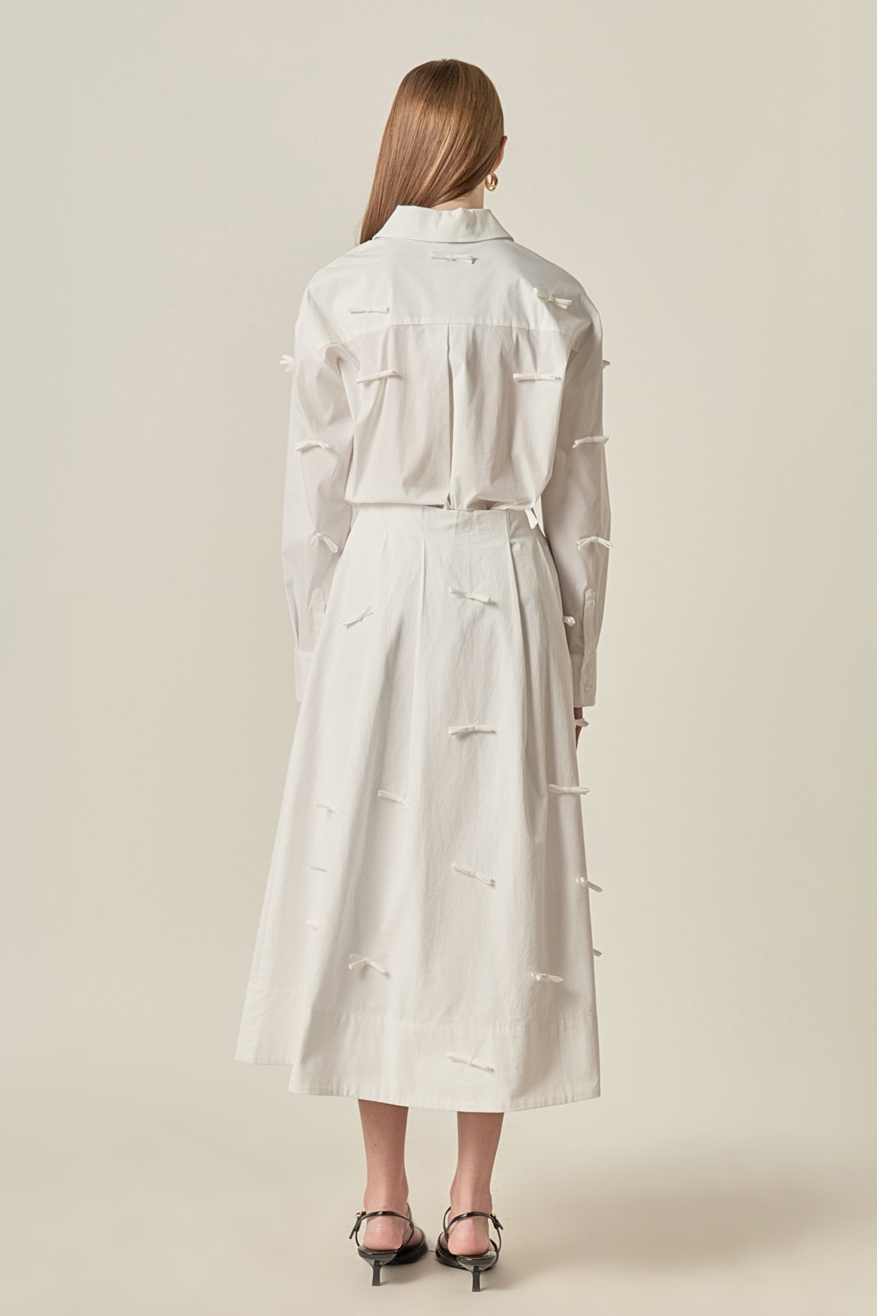 ENGLISH FACTORY - Bow Detailed Poplin Midi Skirt - SKIRTS available at Objectrare
