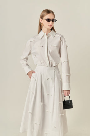 ENGLISH FACTORY - Bow Detailed Poplin Midi Skirt - SKIRTS available at Objectrare