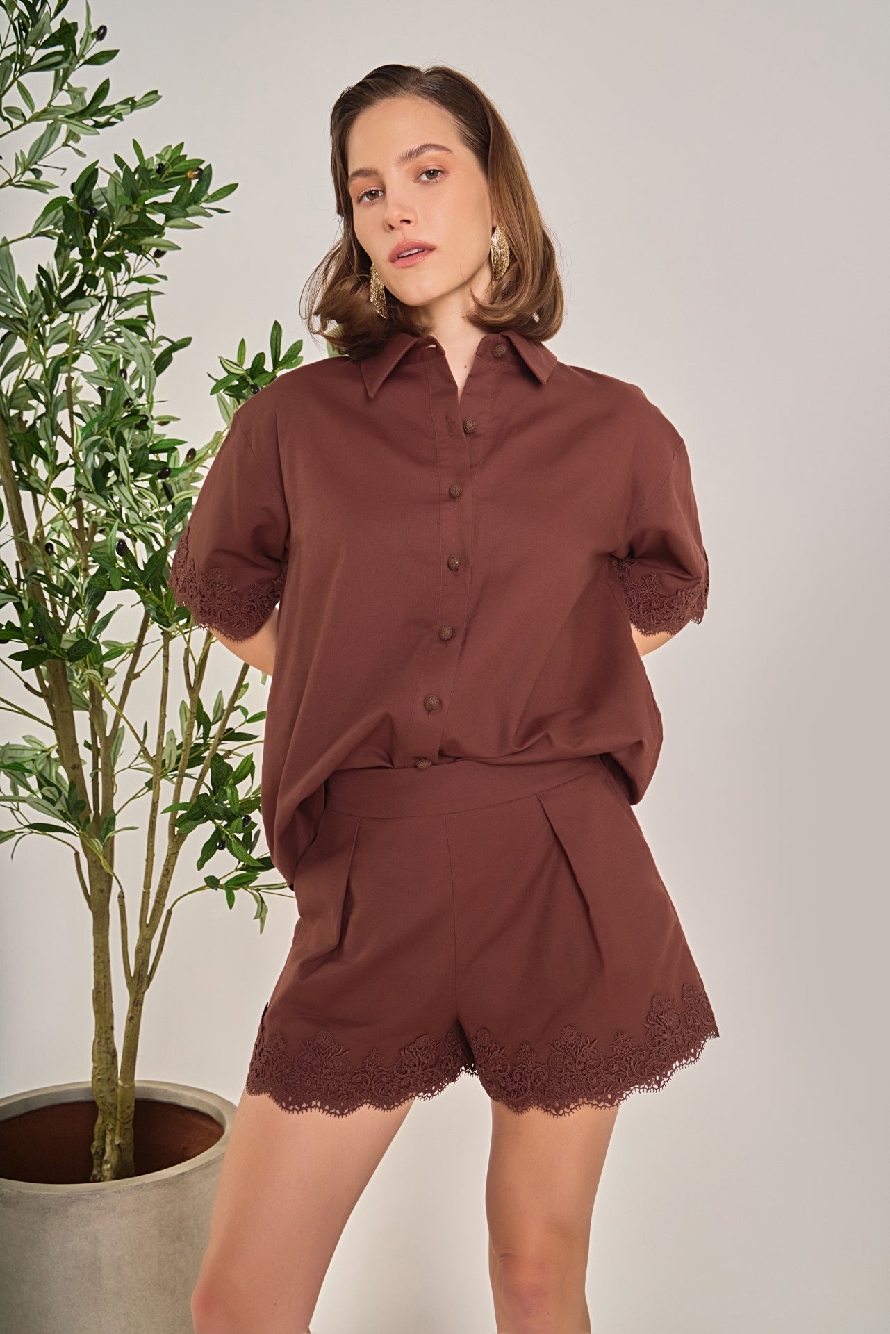 ENGLISH FACTORY - Linen Lace Shirt - BLOUSES available at Objectrare