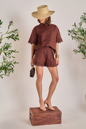 ENGLISH FACTORY - Linen Lace Shirt - BLOUSES available at Objectrare