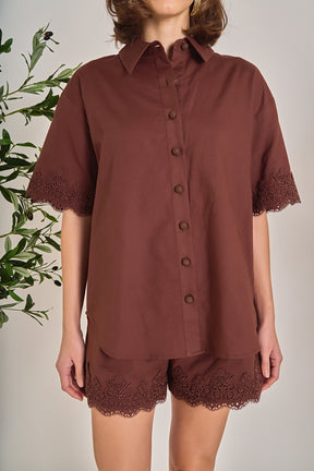 ENGLISH FACTORY - Linen Lace Shirt - SHIRTS & BLOUSES available at Objectrare