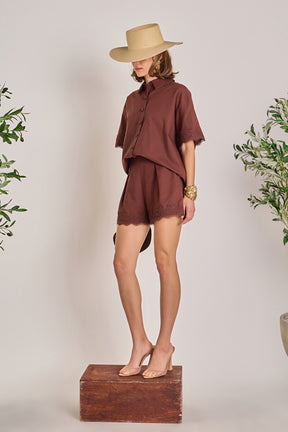 ENGLISH FACTORY - Linen Lace Shirt - BLOUSES available at Objectrare