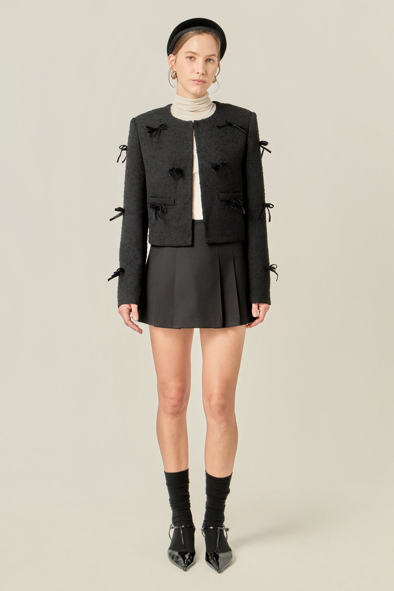 ENGLISH FACTORY - Woven Bow Jacket - JACKETS available at Objectrare