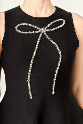 ENGLISH FACTORY - Peplum Bow Embellished Top - TOPS available at Objectrare
