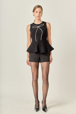 ENGLISH FACTORY - Aria Rhinestone Bow Top - TOPS available at Objectrare