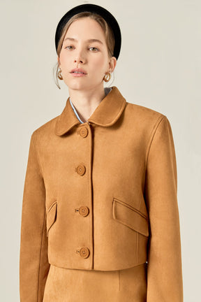 ENGLISH FACTORY - Faux Suede Big Button Jacket - JACKETS available at Objectrare